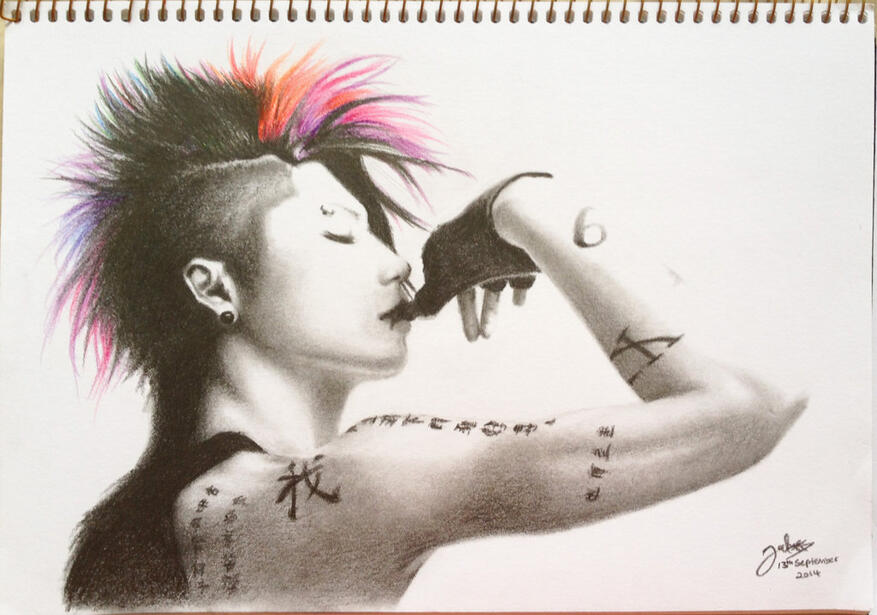 Pencils and colored pencils on paper